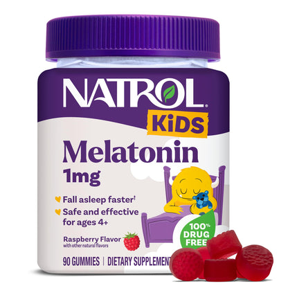 Natrol Kids Melatonin 1mg, for Restful Sleep, 90 Raspberry-Flavored Gummies Natrol
