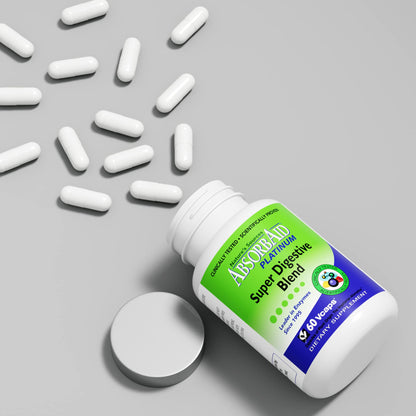 AbsorbAid Platinum Digestive Enzyme Support 60 vCaps, 12 Digestive Enzymes Plus 2 Probiotics for Maximum Relief AbsorbAid