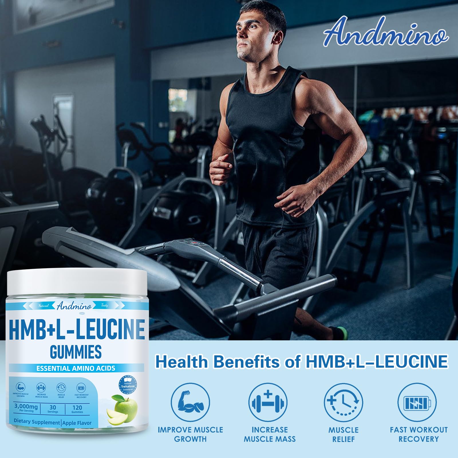 andmino HMB and L-Leucine Gummies, 3000mg, with Trehalose, for Muscle Growth, Muscle Relief and Workout Recovery, for Adults & Elder, Non-GMO andmino buy australia supplements