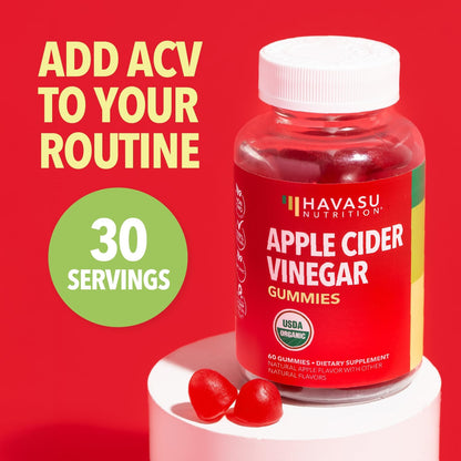 Apple Cider Vinegar Gummies, USDA Organic, Apple Flavor, 1-Month Supply | USDA Organic ACV Gummies for Digestive Health, Metabolism & Gut Support, Vegan, Gluten-Free, No Harsh Taste, 60ct Gsupps Australia