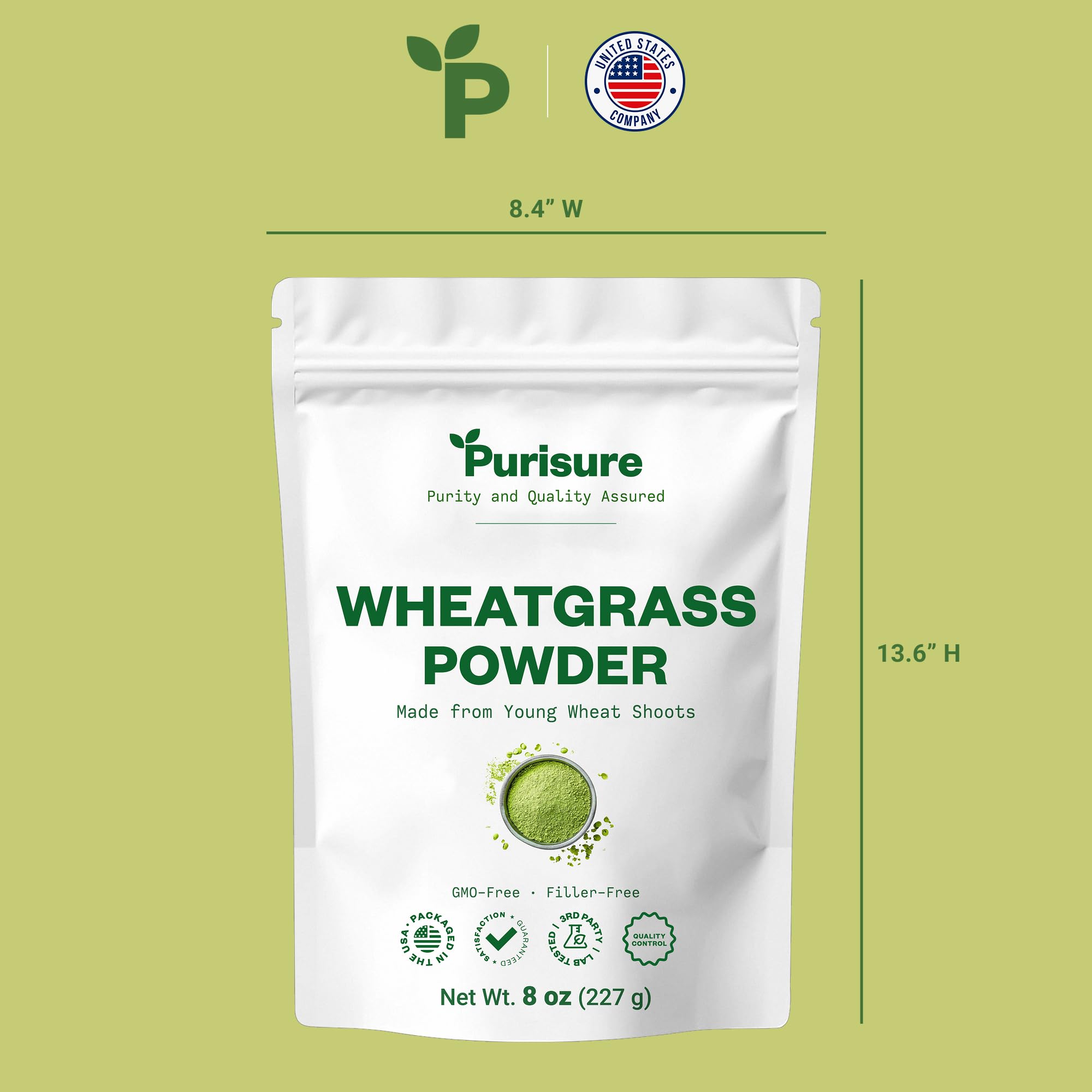 Purisure Wheatgrass Powder, 8oz, Wheat Grass Powder, Green Superfood for Salads, Smoothie and Shakes, Superfood Powder Rich in Immunity Vitamins, Fiber and Minerals, 76 Servings Purisure buy australia supplements
