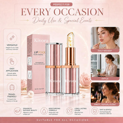 Kivora Lipstick（2 Pack）,Latest Rose Gold Kivora Lipstick for Mature Lips,PH Lipsticks Color Changing, Long Lasting Moisturizing Tinted Lip Balm Generic