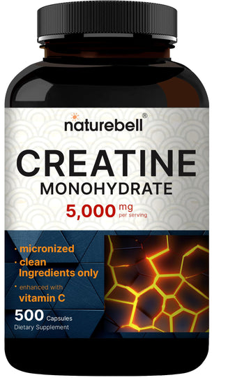 NatureBell Creatine Monohydrate Capsules 5,000mg Per Serving, 500 Count | Micronized, Unflavored Creatine Pills | Pre-Workout & Muscle Strength Support NatureBell buy australia supplements