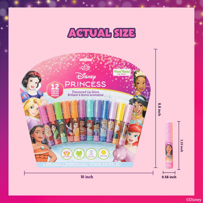 Townley Girl Disney Princess Lip Gloss Set, 12-Piece Plant-Based, Ages 3+ Townley Girl