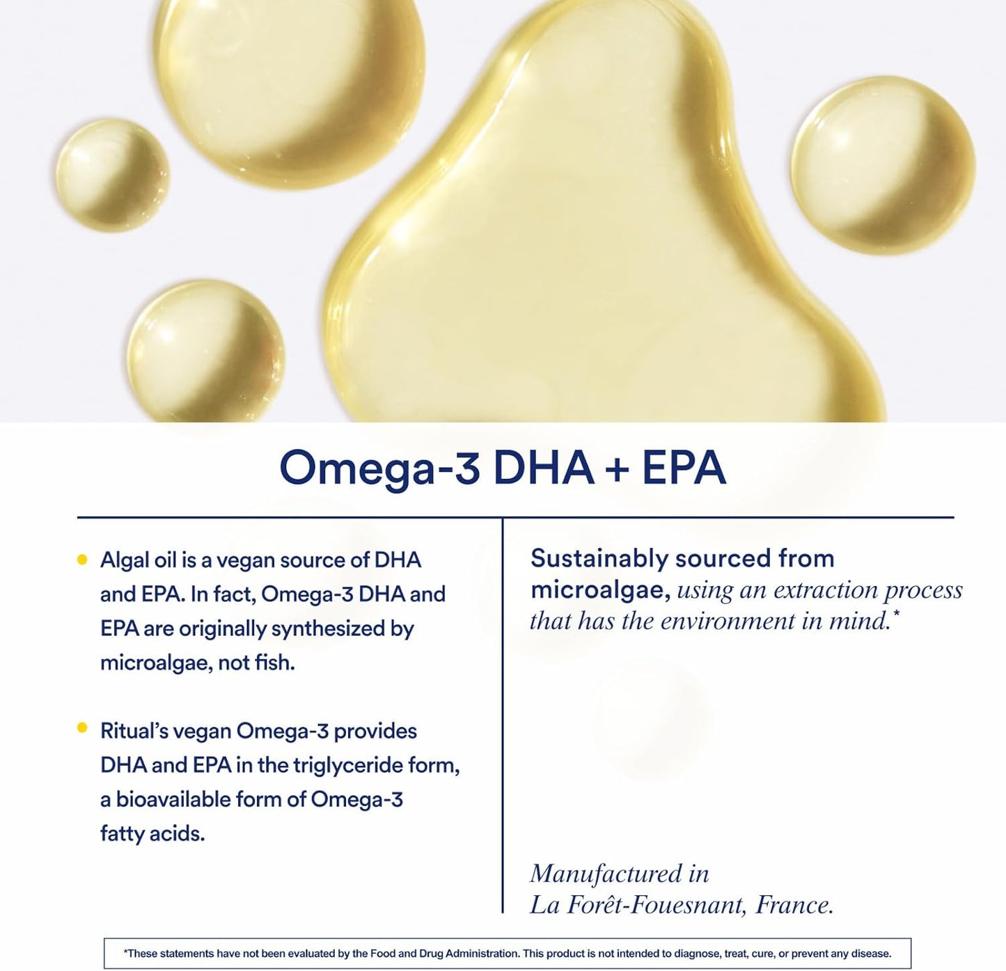 Ritual Vegan Omega 3 Supplement - Science-Backed Dose of DHA and EPA - Bioavailable Omega-3 from Algae Oil - Brain, Heart, and Eye Health Support** - Citrus - 30 Capsules - 30 Servings