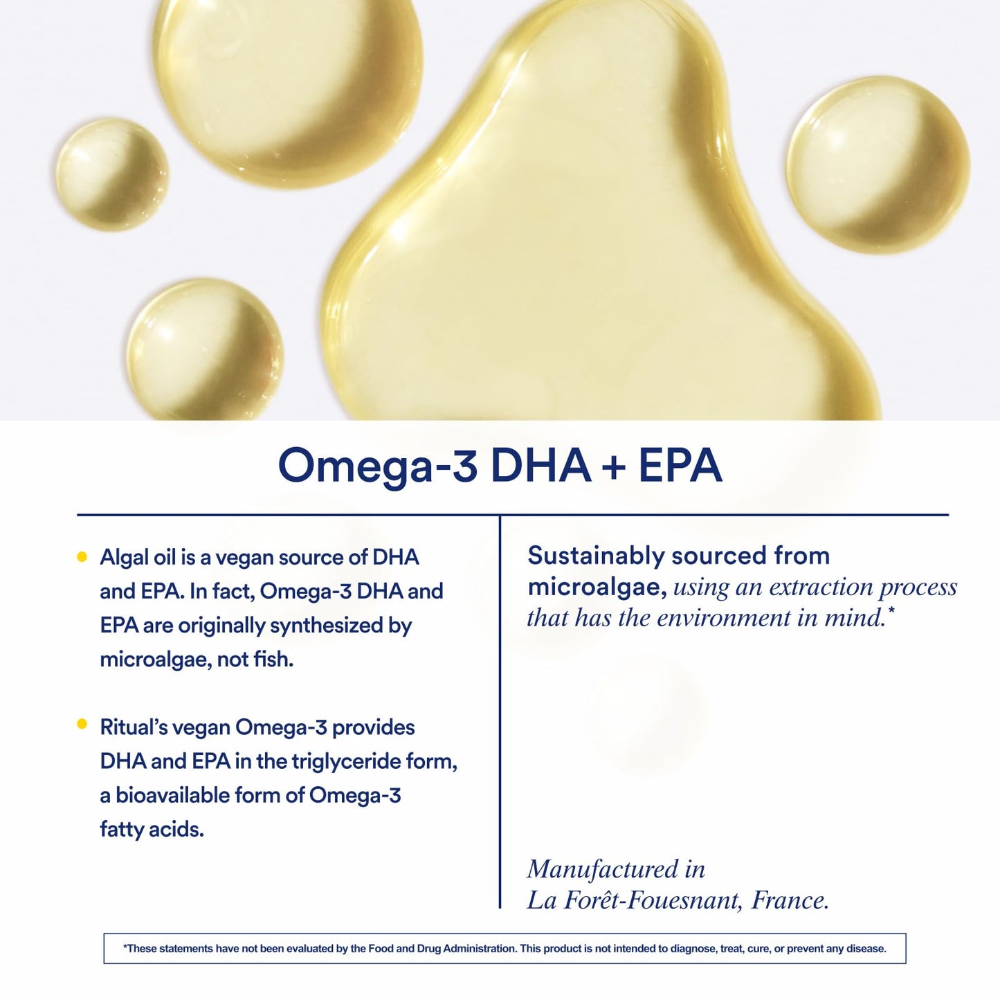 Ritual Vegan Omega 3 Supplement - Science-Backed Dose of DHA and EPA - Bioavailable Omega-3 from Algae Oil - Brain, Heart, and Eye Health Support Ritual
