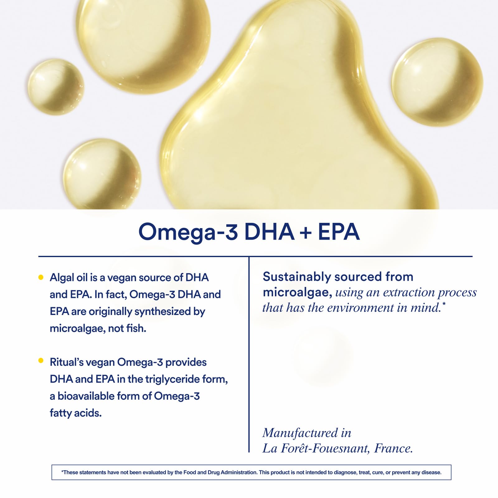 Ritual Vegan Omega 3 Supplement - Science-Backed Dose of DHA and EPA - Bioavailable Omega-3 from Algae Oil - Brain, Heart, and Eye Health Support Ritual