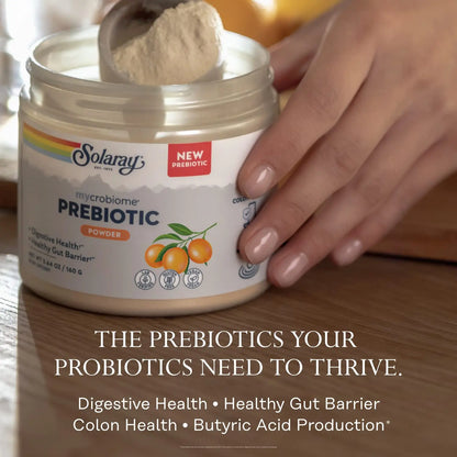 SOLARAY Mycrobiome Prebiotic Powder, Prebiotics for Women and Men, Digestive Nutritional Supplements for Colon and Gut Health, Easy-to-Mix, Non-Bloating Formula, SOLARAY