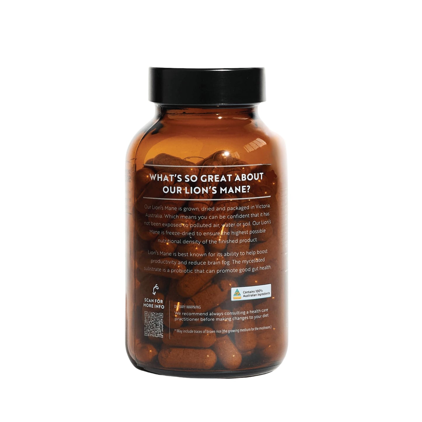 Forest Super Foods Lions Mane Supplement Capsules (120 Capsules) Organic Lions Mane Mushroom | Memory Lift Brain Supplement for Focus and Productivity. Lion Mane, Grown & Made in Australia Forest Super Foods