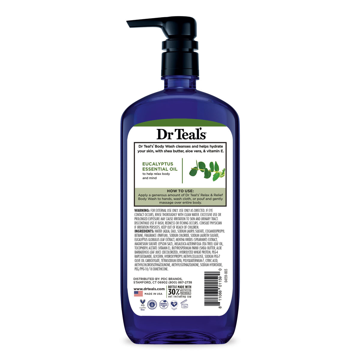 Dr Teal's Body Wash with Pure Epsom Salt, Relax & Relief with Eucalyptus & Spearmint, 24 fl oz (Pack of 2) Dr Teal's
