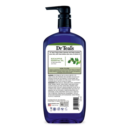 Dr Teal's Body Wash with Pure Epsom Salt, Relax & Relief with Eucalyptus & Spearmint, 24 fl oz (Pack of 2) Dr Teal's