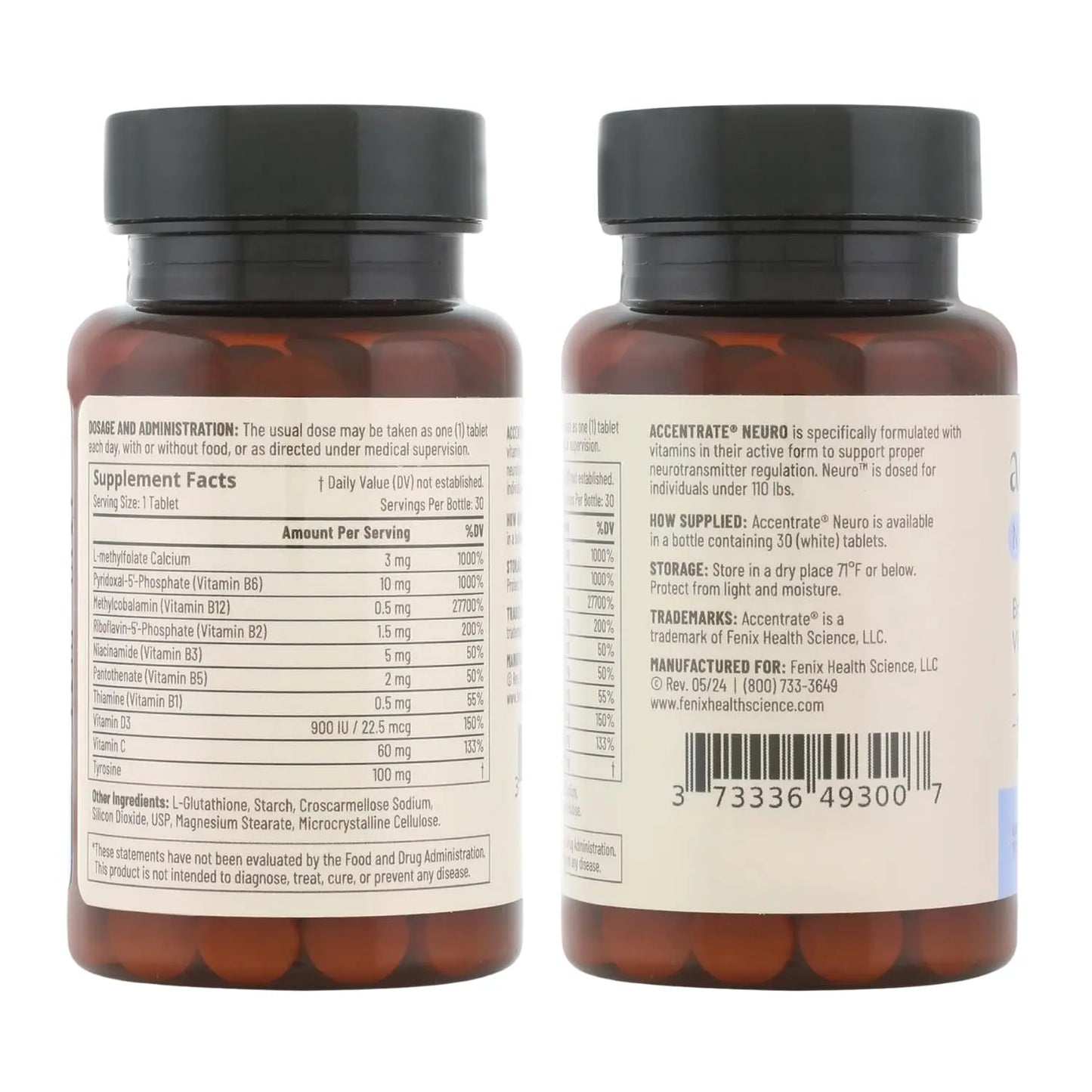 Accentrate Brain Supplement for Focus, Attention, Mood | Complete Vitamin B Complex | Brain Health | Methylated Multivitamin w/L-Methylfolate (5-MTHF), Cofactors Methyl-B12 & P5P | MTHFR Supplement Accentrate
