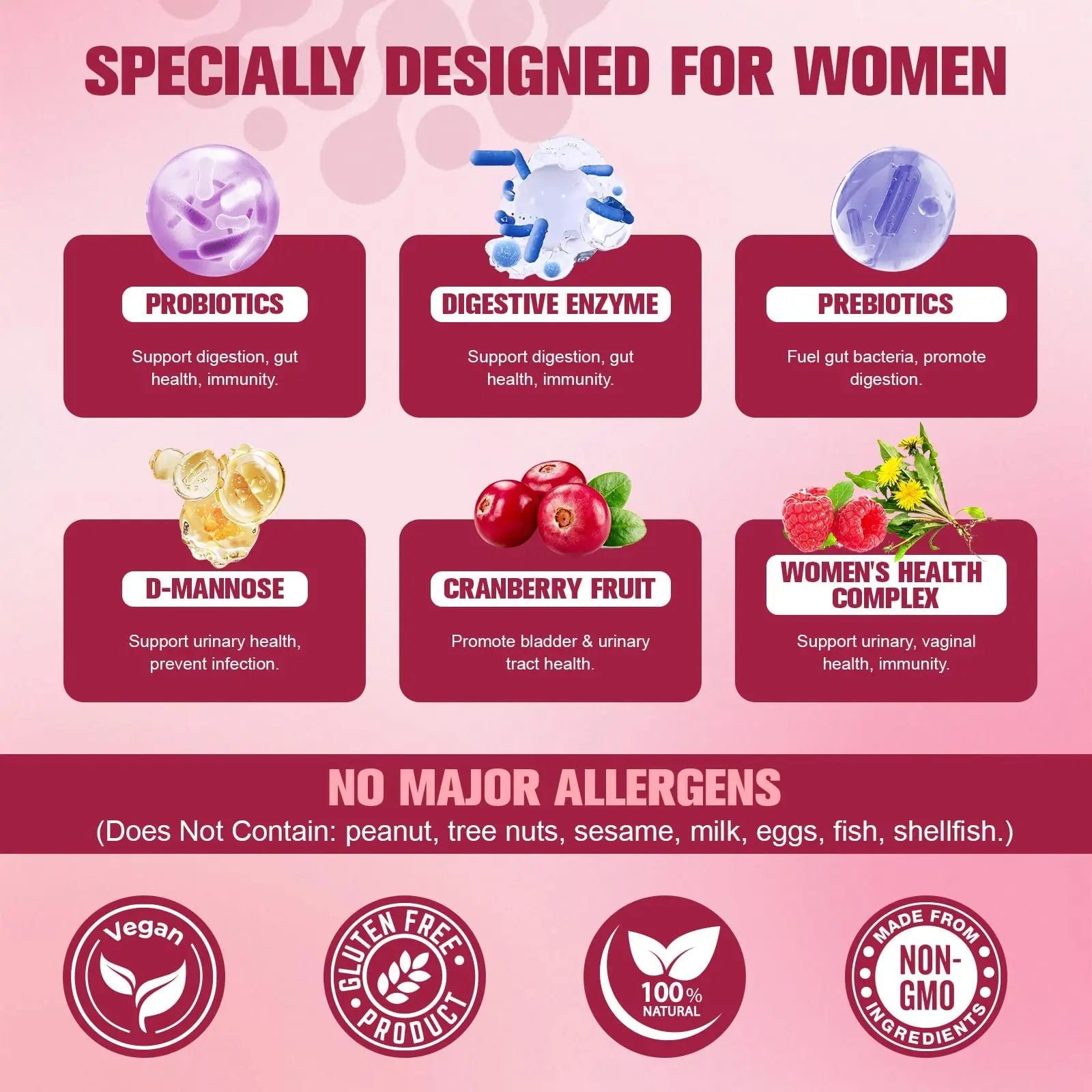 Totaria Probiotics for Women, 120 Billion Women Probiotic, with Akkermansia, Digestive Enzymes & Prebiotics, Cranberry, D-Mannose, for Gut, Vaginal, Urinary, Immune, PH Balance, 120 Vegan Capules Totaria buy australia supplements