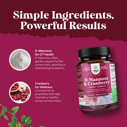 D Mannose with Cranberry Supplement - Potent D Mannose 1000mg Capsules for Kidney Defense Support & Cleanse and Urinary Tract Health for Women & Men - Bladder Health Supplement for Adults - 60 Count Gsupps Australia