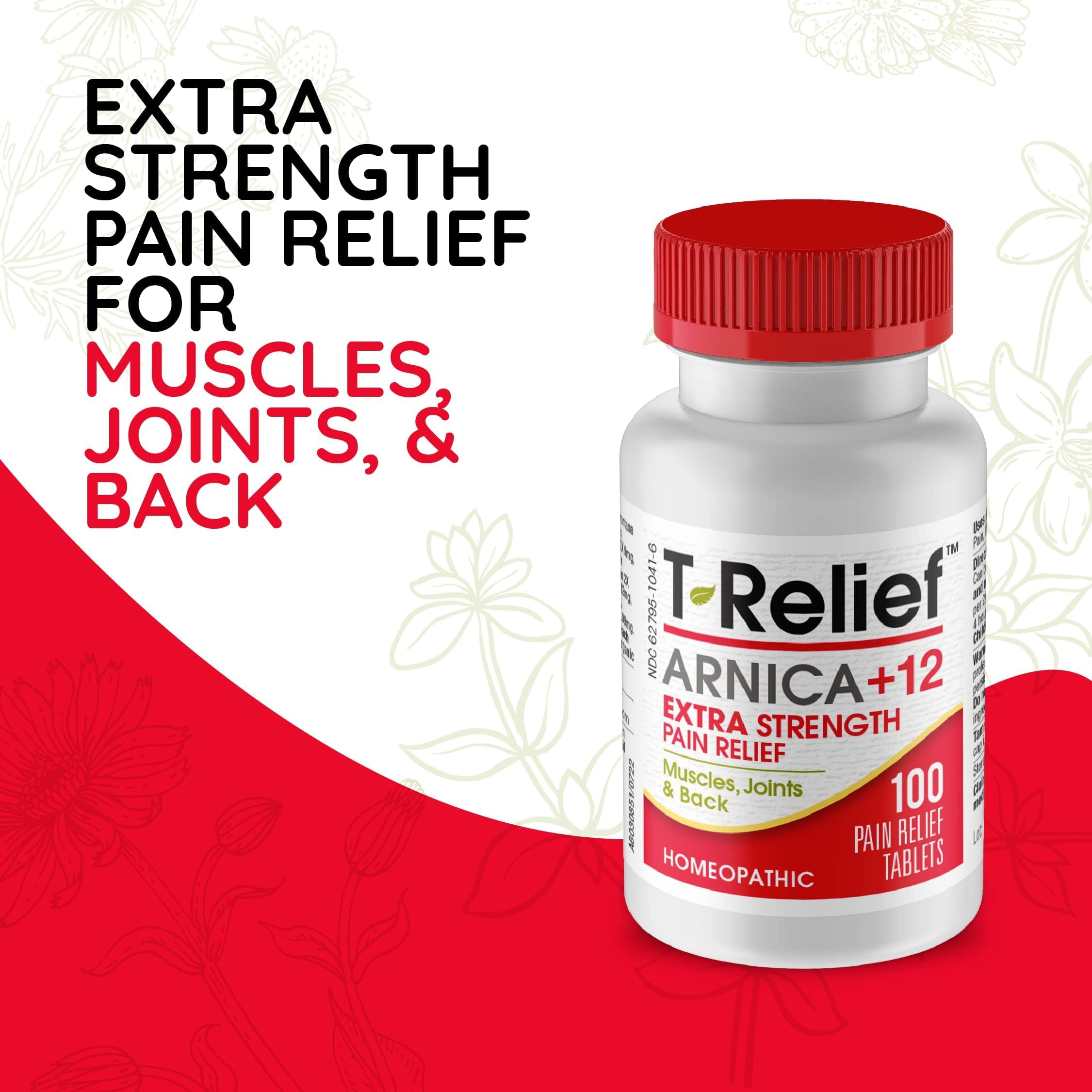 MediNatura T-Relief Extra Strength Pain Relief Arnica +12 Natural Relieving Actives for Back Pain Joint Soreness Muscle Aches & Stiffness, Whole Body Fast-Acting Relief for Women & Men - 100 Tablets MediNatura buy australia supplements