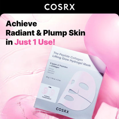 COSRX Pink Peptides Collagen Lifting Glow Hydrogel Face Masks 3 EA COSRX
