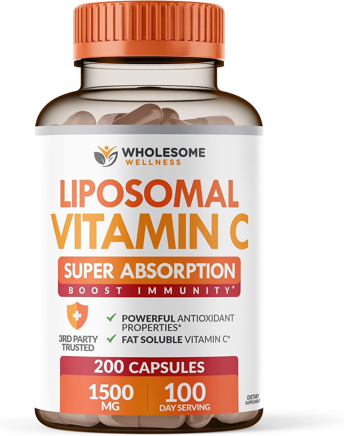 Wholesome Wellness Liposomal Vitamin C Capsules (200 Pills 1500mg Buffered) + Super-Absorb Multi Collagen Pills (Type I II III V X) Organic Herbs and Bioperine Bundle Gsupps Australia