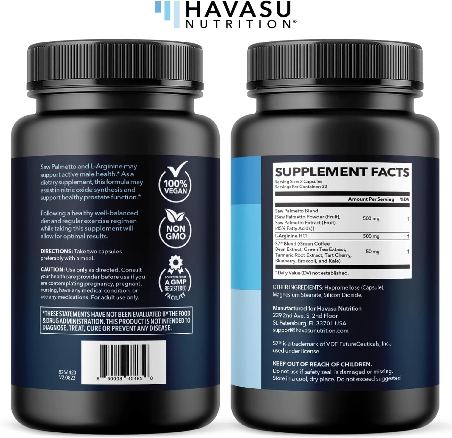 Saw Palmetto and L-Arginine for Men Capsules for Men's Health, 30 Servings | Vegan, Non-GMO Prostate Health Supplements for Men and Nitric Oxide Support, Urinary Tract Function and Endurance Support Gsupps Australia