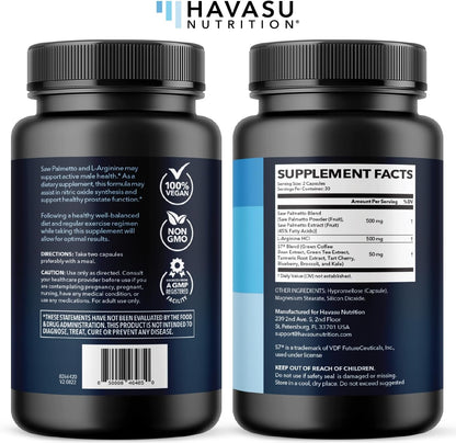 Saw Palmetto and L-Arginine for Men Capsules for Men's Health, 30 Servings | Vegan, Non-GMO Prostate Health Supplements for Men and Nitric Oxide Support, Urinary Tract Function and Endurance Support Gsupps Australia