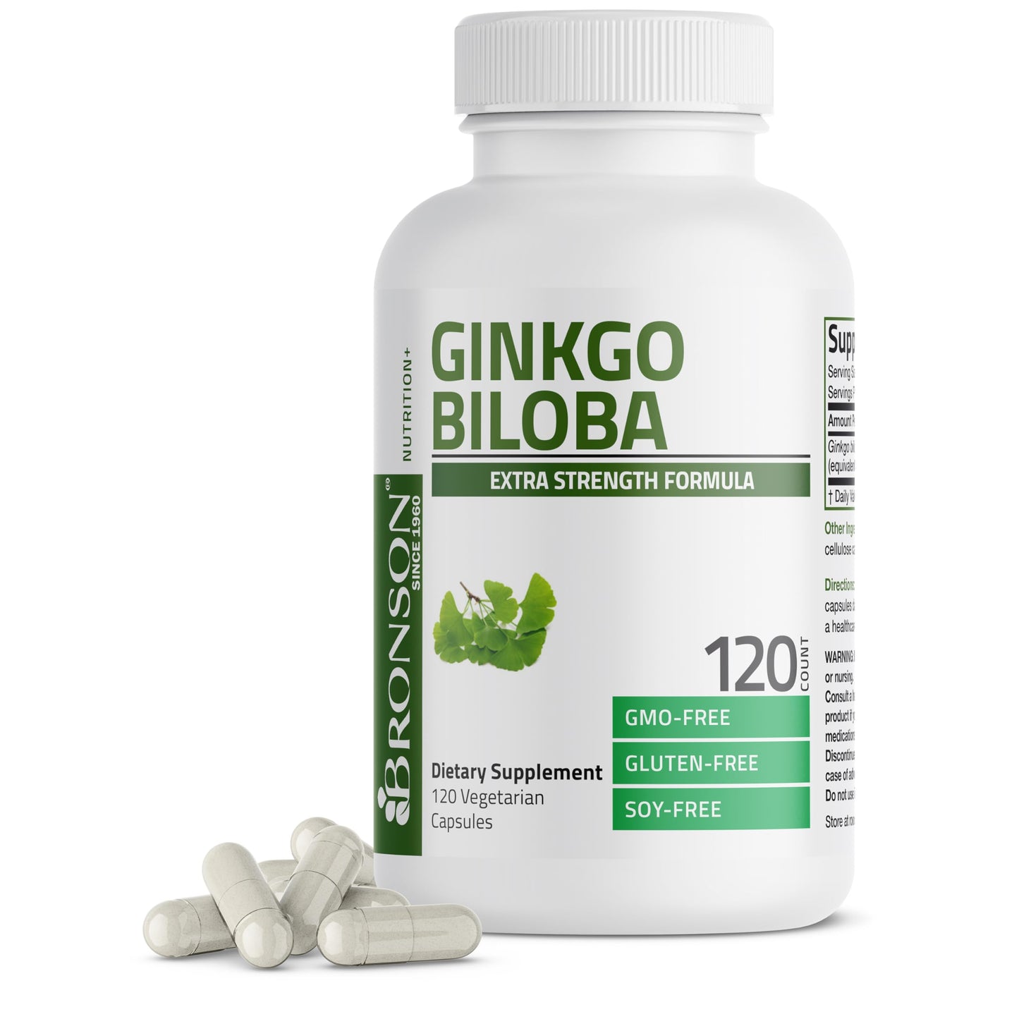 Bronson Ginkgo Biloba Extra Strength Supports Brain Function & Memory Support, 120 Vegetarian Capsules Bronson