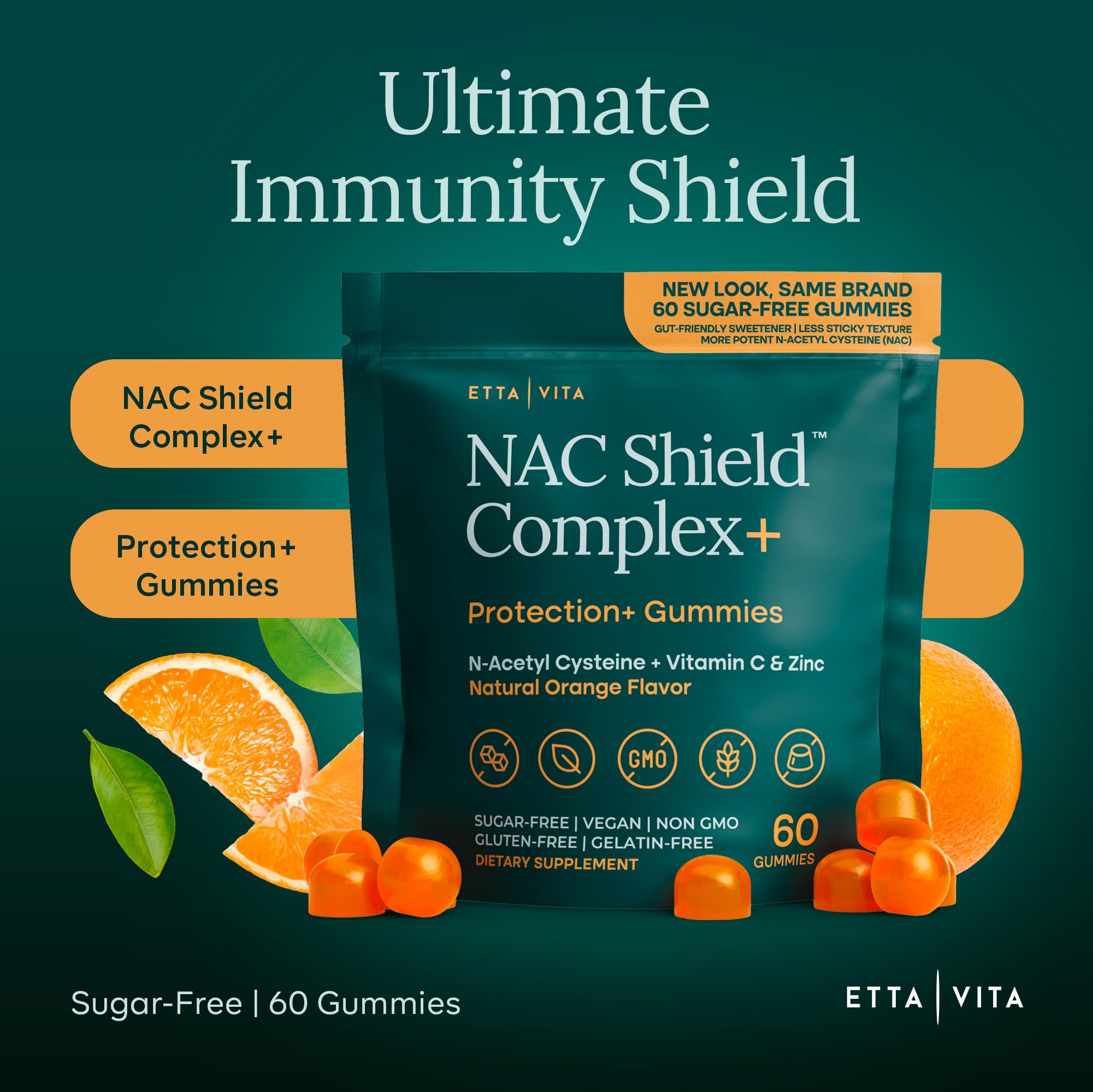 Sugar-Free NAC Gummies (Immune Support Complex) N-Acetyl Cysteine, Vitamin C & Zinc - Supports Respiratory Health, Liver Detox & Cleanse, Kidney Function, NAC Supplement for Kids and Adults - Vegan Etta Vita buy australia supplements