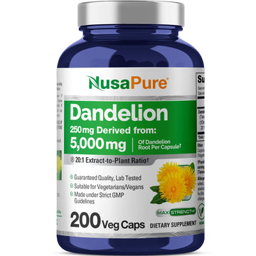 NusaPure Dandelion Root 20:1 Extract, 250 mg Equivalent to 5000mg 200 Veg Capsules (Vegan, Non-GMO) NusaPure buy australia supplements