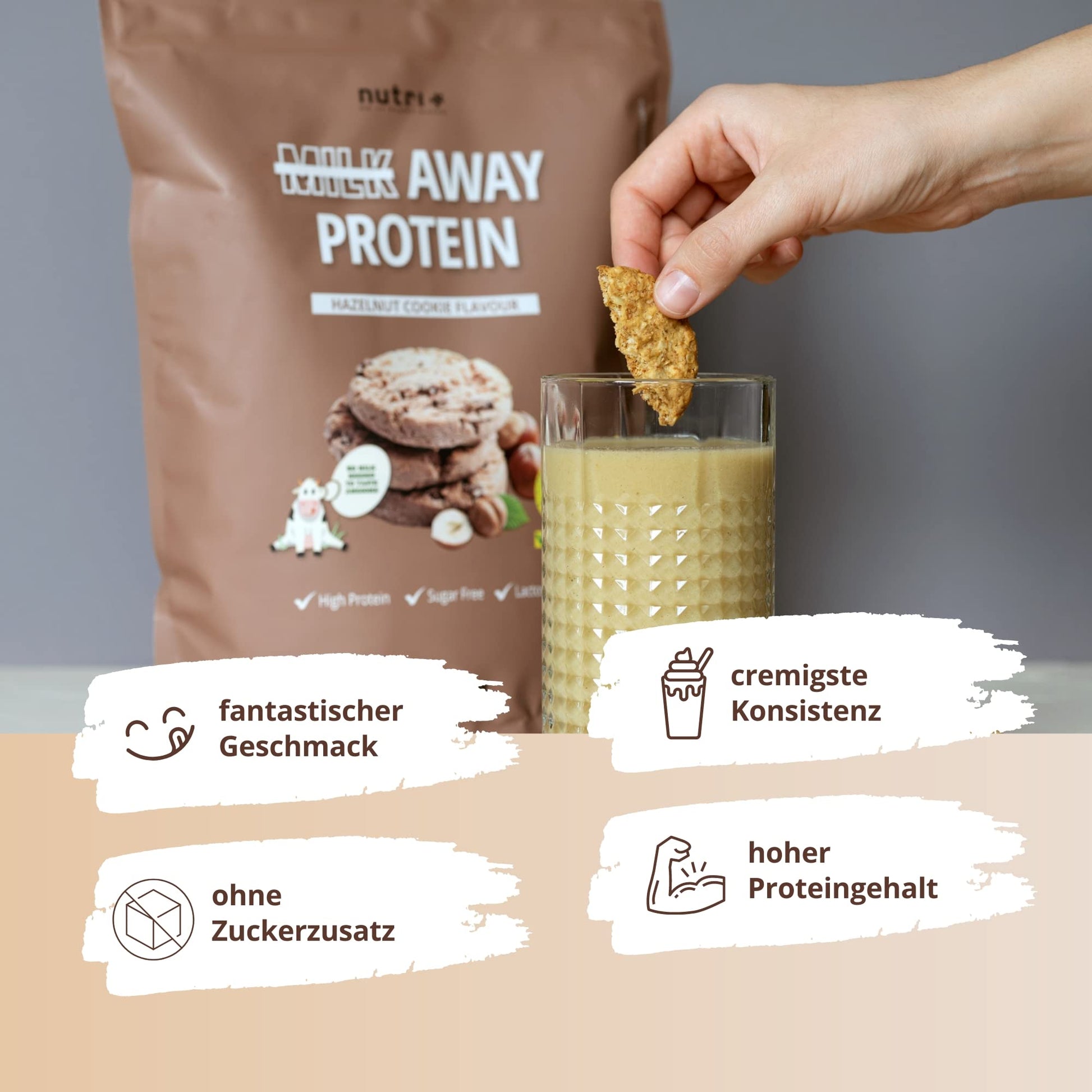 Vegan Protein Powder Hazelnut Cookie - Milk Away Vegan Protein Without Soy 1kg Nutri +Buy Supplements Australia