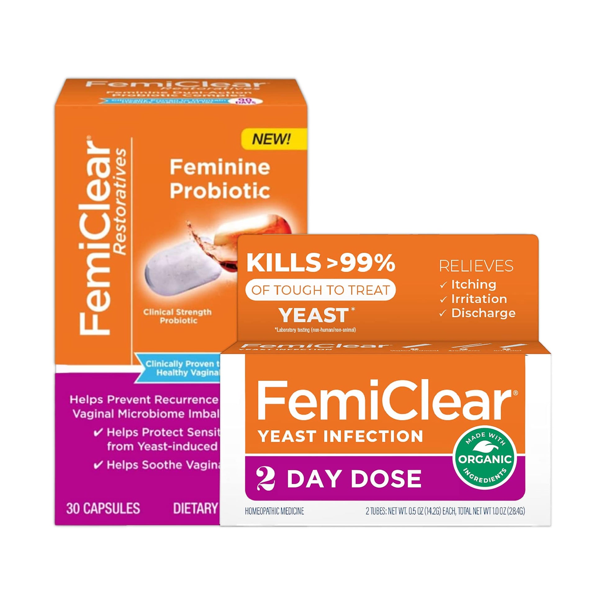 FemiClear 2-Day Dose Yeast Infection & Daily Dual-Action Probiotic, Natural Ingredients FemiClear buy australia supplements