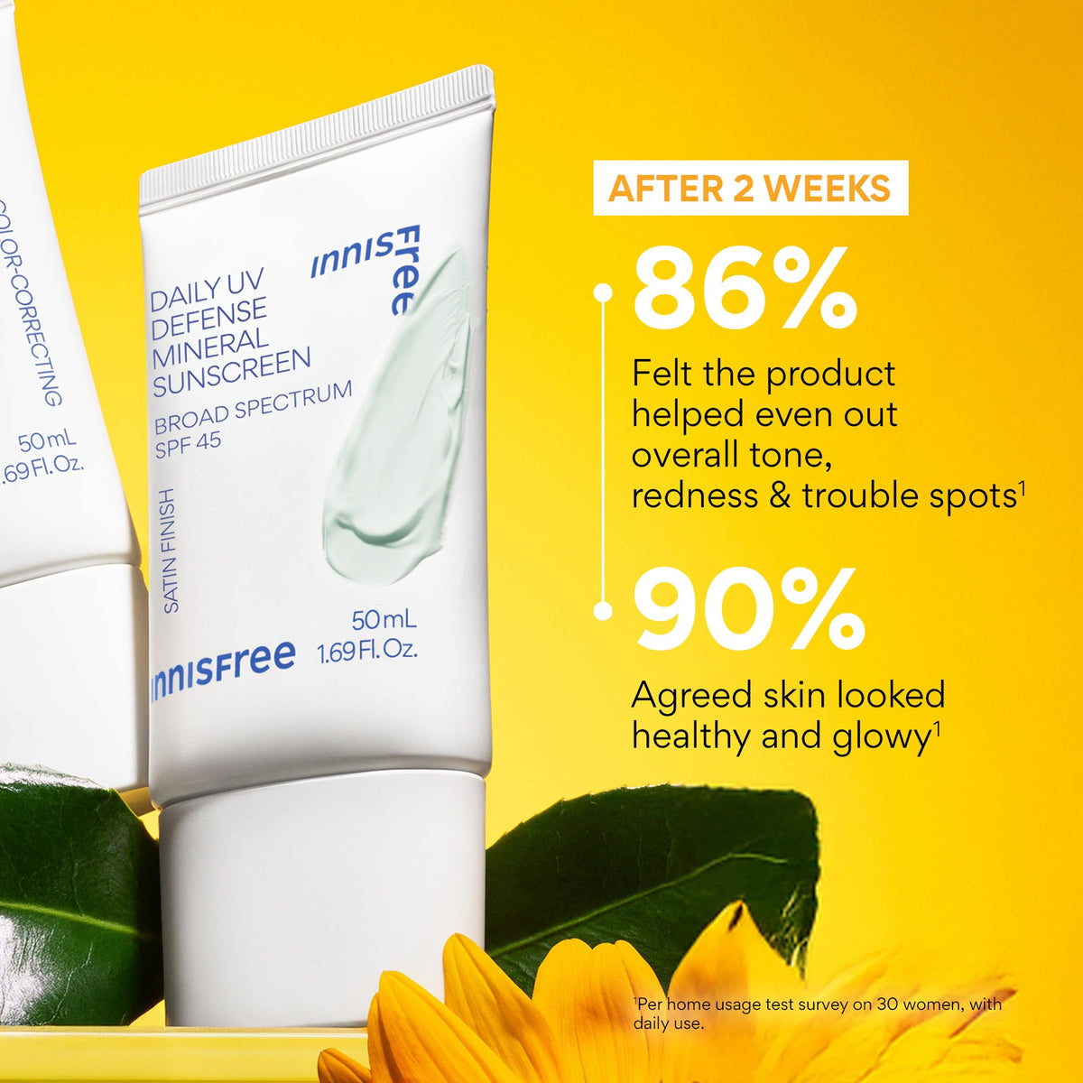 innisfree Daily Mineral UV Defense SPF 45 | Tinted Korean Sunscreen with Zinc Oxide for Redness | Gentle, Hydrating and Lightweight | Available in 2 Pack innisfree