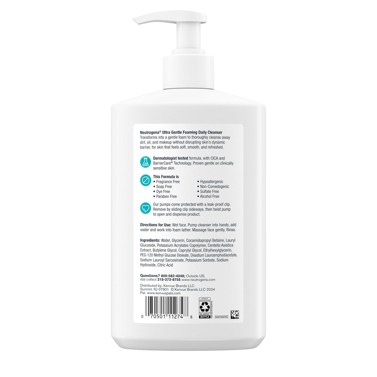 Neutrogena Ultra Gentle Foaming Facial Cleanser, Fragrance Free, 16 fl. oz Neutrogena