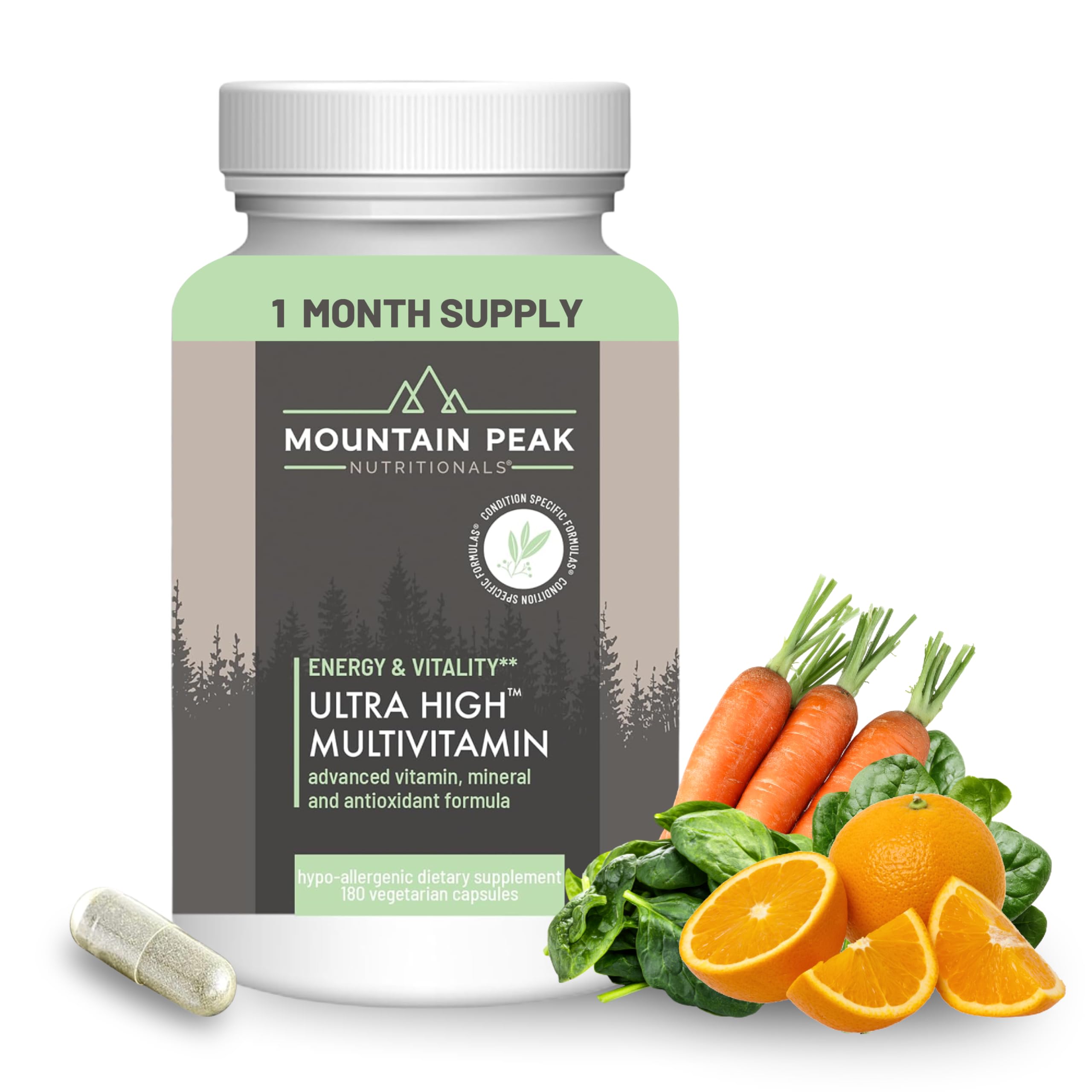 Mountain Peak Nutritionals Ultra High Multivitamin for Men & Women - with Vitamins A, B12, B6, C, D, E, Magnesium, Zinc, Folic Acid, Digestive Enzymes & Probiotics (180 Vegetarian Capsules) Mountain Peak Nutritionals buy australia supplements