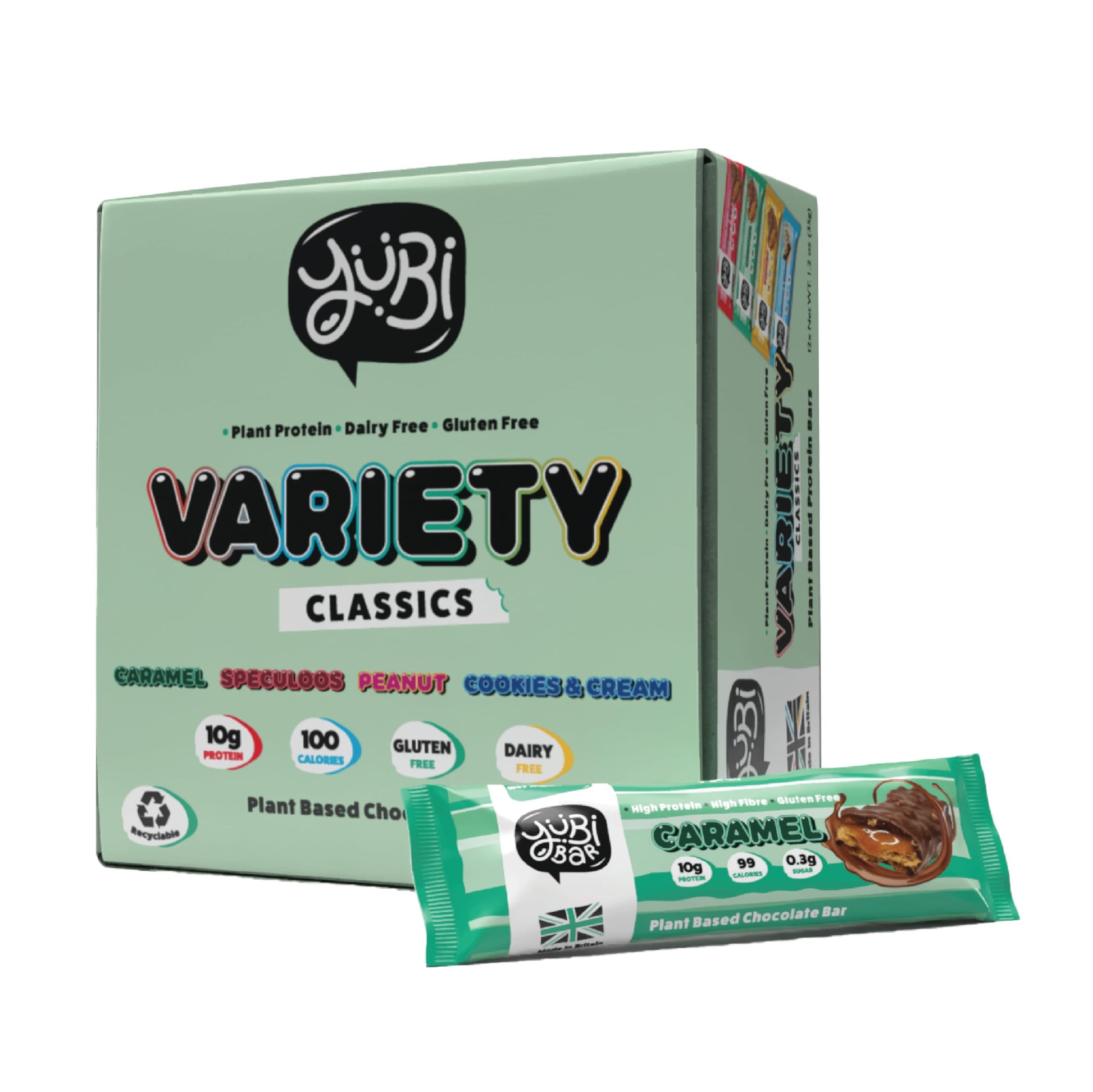 YuBi Bars - Protein Bars - 12 Bar Variety Pack - 100 Calories, 10g of Protein, Low Sugar, Low Carb, Palm Oil Free/Non-GMO, Gluten Free, Dairy Free, Healthy Snack, Non-GMO - 14.8oz (12 Pack, Variety Box) Yubi Bar buy australia supplements