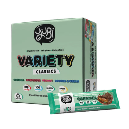 YuBi Bars - Protein Bars - 12 Bar Variety Pack - 100 Calories, 10g of Protein, Low Sugar, Low Carb, Palm Oil Free/Non-GMO, Gluten Free, Dairy Free, Healthy Snack, Non-GMO - 14.8oz (12 Pack, Variety Box) Yubi Bar