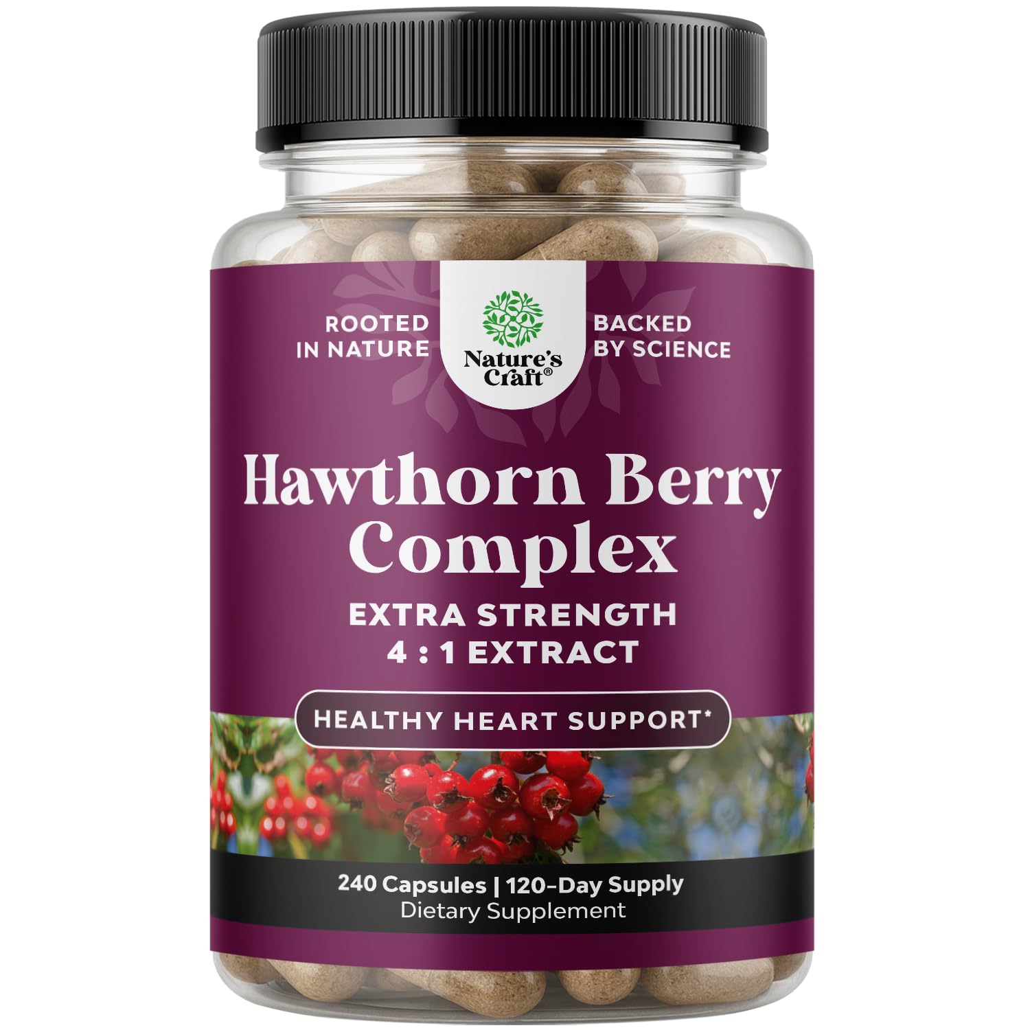 High Strength Hawthorn Berry Capsules - Pure Antioxidant Hawthorn Berry Supplement with Leaf & Flower Extract 4:1 for Healthy Heart & Digestion - Energy Support for Men & Women - 120 Count Pack Gsupps Australia