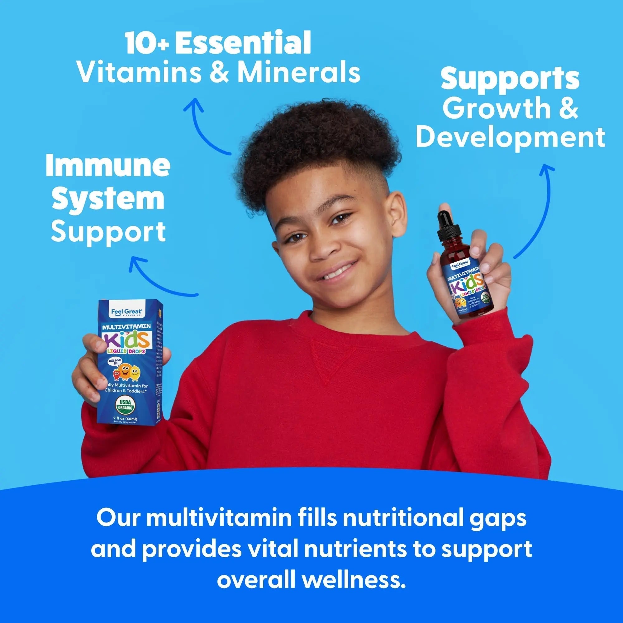 Feel Great Vitamins Organic Multivitamin Liquid Drops for Toddlers & Kids | Daily Essential Nutrients for Healthy Growth | The Feel Great Vitamin Company buy australia supplements