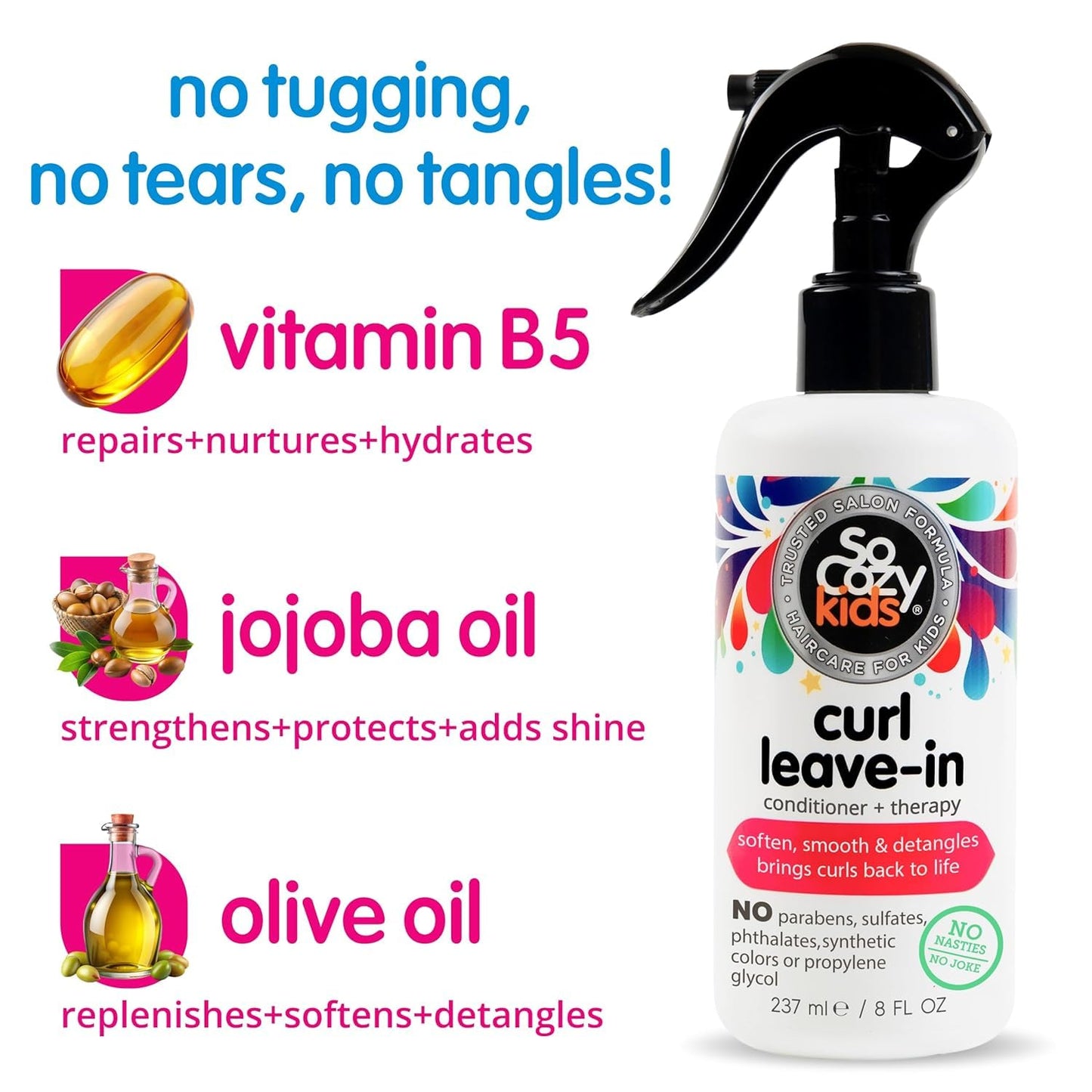 So Cozy Leave In Conditioner Spray (8 Fl Oz) Paraben-Free Detangler for Kids' Curly Hair, Deep Conditioner & Tangle-Free Curls, Gentle & Nourishing with Keratin, Vitamin B5, Olive Oil & Jojoba Oil Gsupps Australia