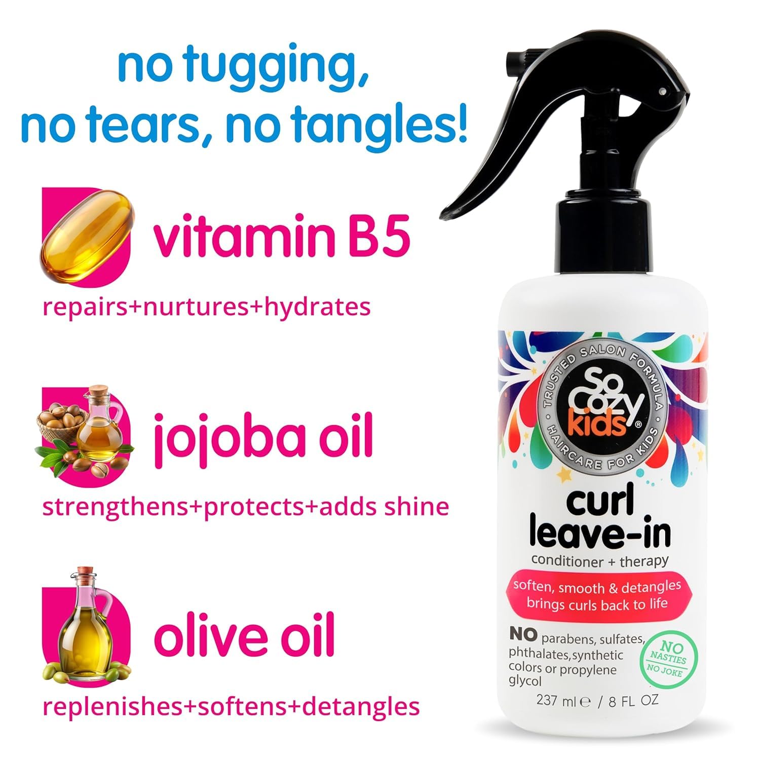So Cozy Leave In Conditioner Spray (8 Fl Oz) Paraben-Free Detangler for Kids' Curly Hair, Deep Conditioner & Tangle-Free Curls, Gentle & Nourishing with Keratin, Vitamin B5, Olive Oil & Jojoba Oil Gsupps Australia