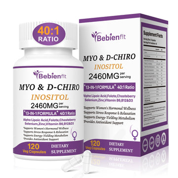 13-in-1 Myo Inositol & D-Chiro Inositol for Women PCOS,Hormonal Balance,2460mg-40:1 Ratio,Ovarian Health&Cycle Support Supplement Plus Alpha Lipoic Acid/Folate/Vitex/Magnesium/Multivitamin,120 Veg Cap Bebien fit buy australia supplements