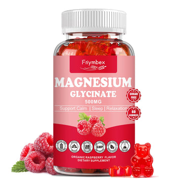 Magnesium Glycinate Gummies 500mg | Relaxation Calm Magnesium Gummies | Sugar-Free | Non-GMO | Gluten-Free | Vegan-Friendly for Adults & Kids (60 Raspberry Gummies) Friymbex buy australia supplements
