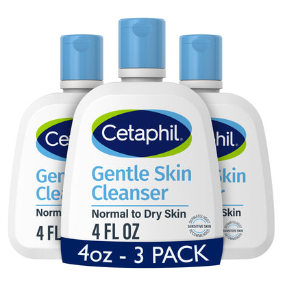 Cetaphil Gentle Cleanser, Hydrating Face Wash, Sensitive Skin, 4oz, 3ct Cetaphil