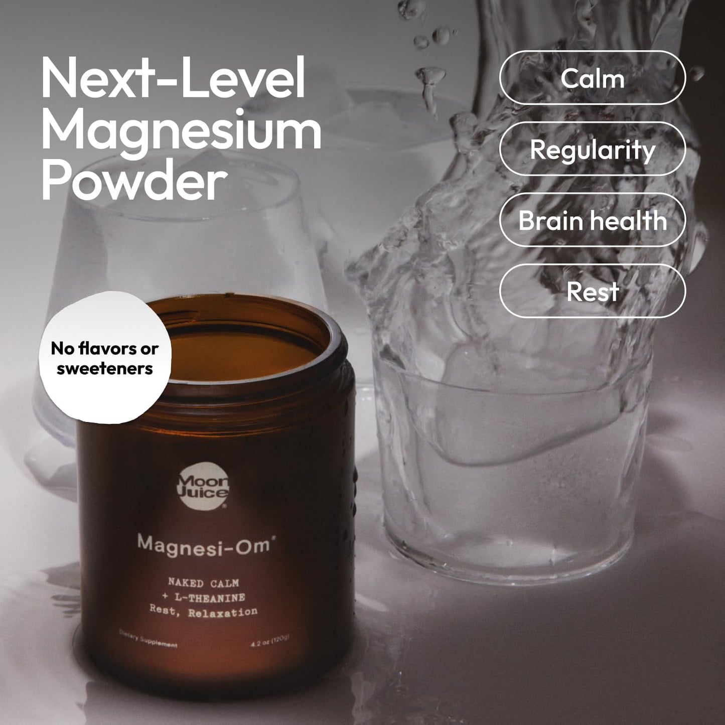 Moon Juice Magnesi-Om Magnesium Powder Supplement - Chelated Magnesium Complex + L-Theanine Blend for Rest, Relaxation & Regularity - Vegan, Non-GMO & No Sugar, Berry, 4.2 oz, 30 Servings