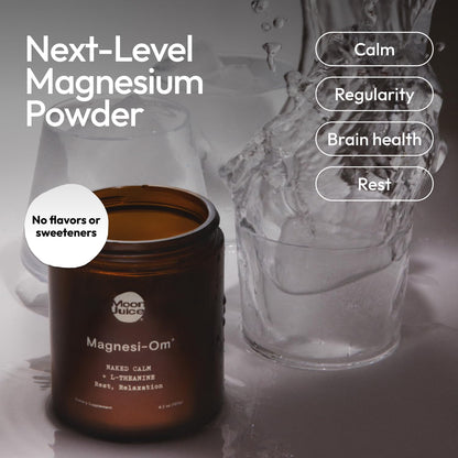 Moon Juice Magnesi-Om Magnesium Powder Supplement - Chelated Magnesium Complex + L-Theanine Blend for Rest, Relaxation & Regularity - Vegan, Non-GMO & No Sugar, Berry, 4.2 oz, 30 Servings