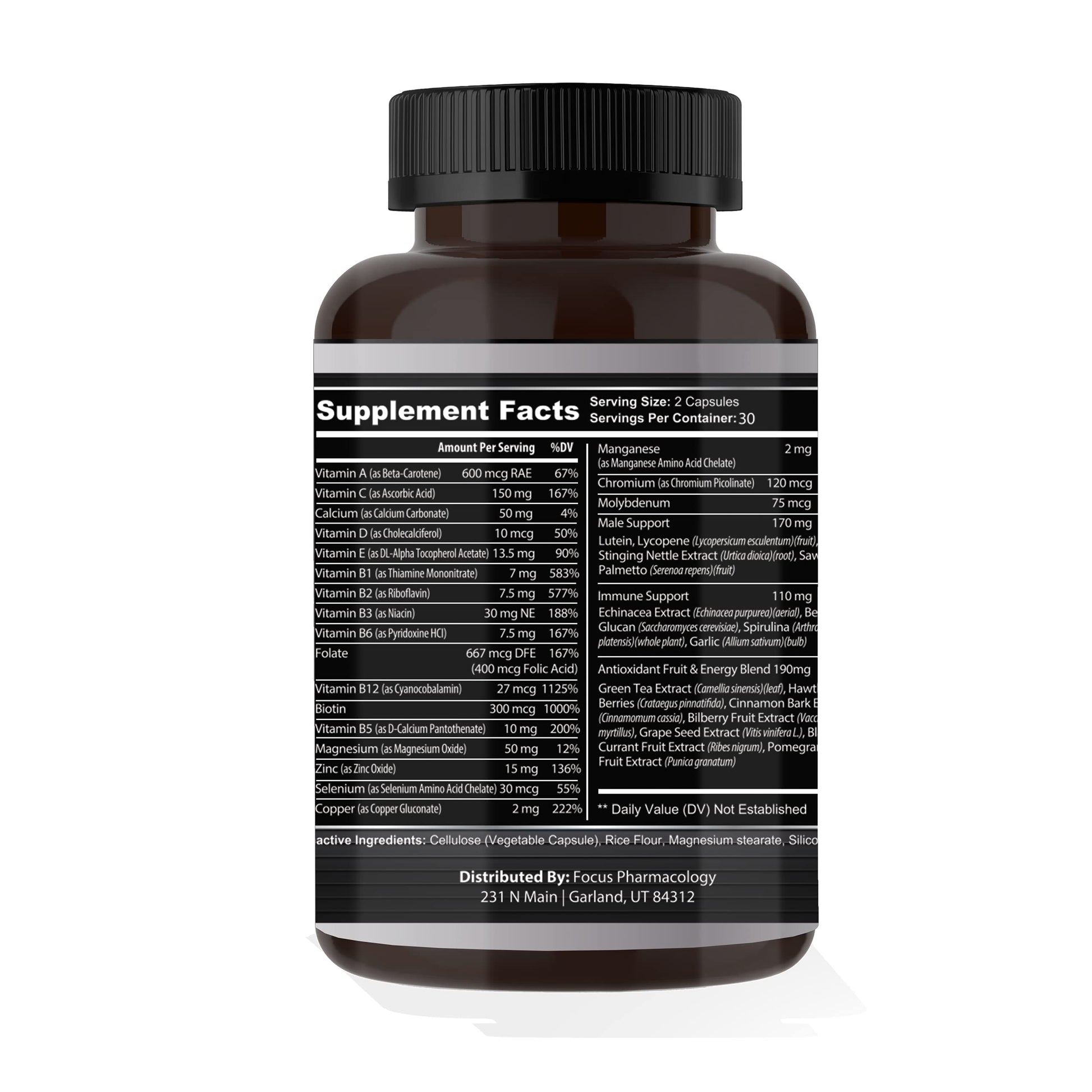 Focus Pharmacology Men's Daily Super Multi-Vitamin for Men - 60 Ct Blend of Vitamins, Minerals, Plus Herbs for Prostate Health and General Energy/Focus Focus Pharmacology buy australia supplements