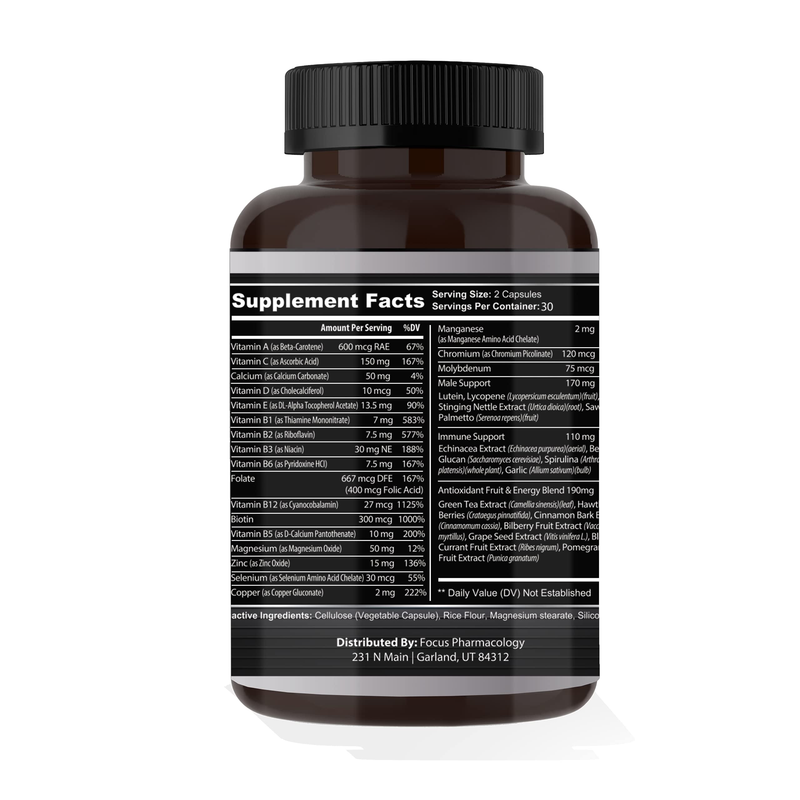 Focus Pharmacology Men's Daily Super Multi-Vitamin for Men - 60 Ct Blend of Vitamins, Minerals, Plus Herbs for Prostate Health and General Energy/Focus Focus Pharmacology buy australia supplements