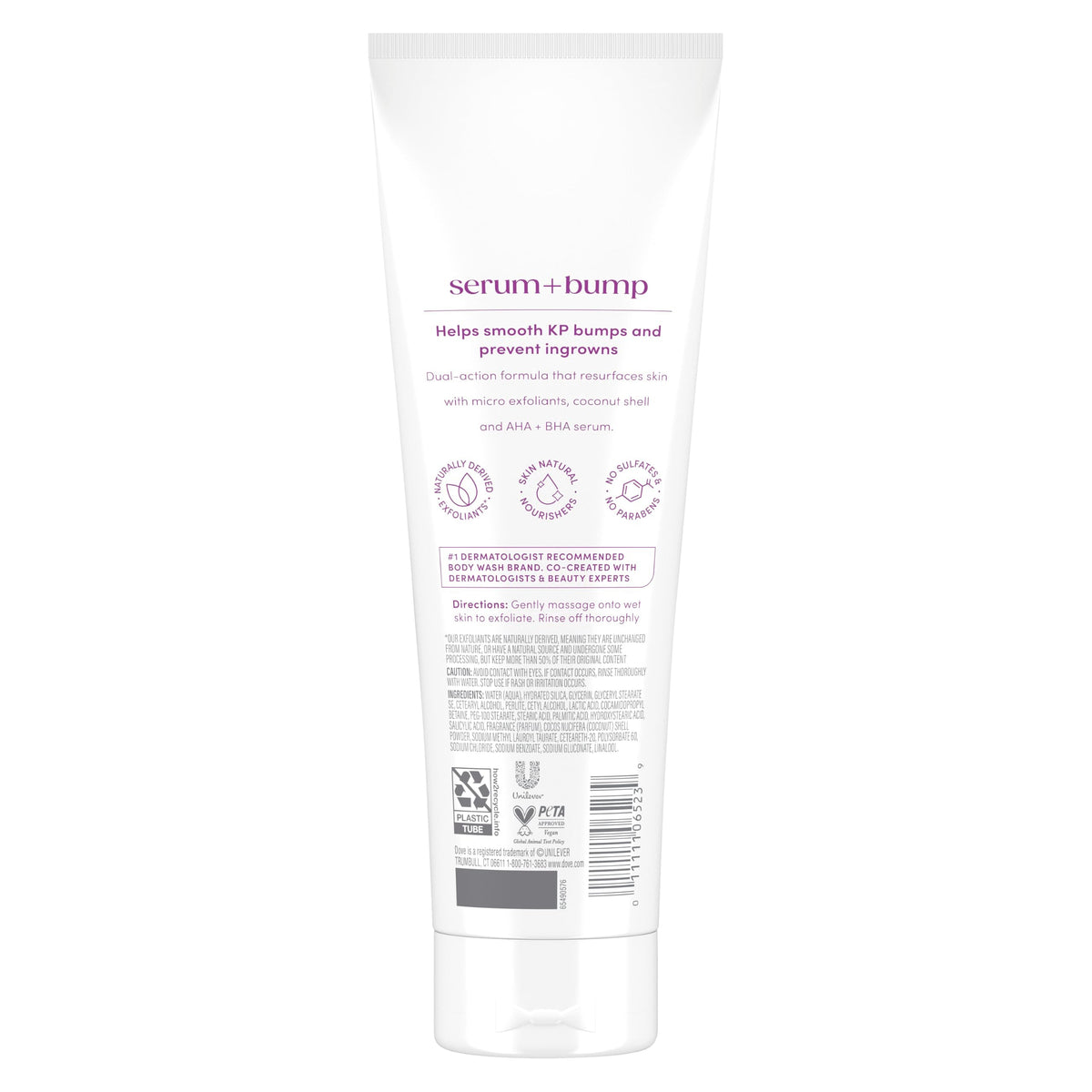Dove KP Bump Body Scrub with 10% AHA & BHA For Rough Bumpy Skin, Violet Woods Scent, 8.5 OZ Dove