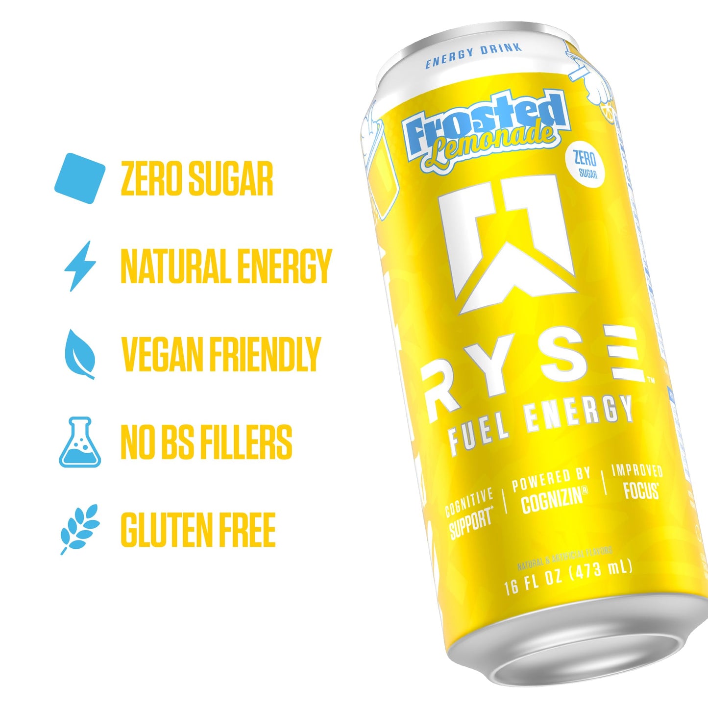 RYSE Fuel Energy Drink - Variety Pack - Sugar Free, Gluten Free & Vegan - 200mg Natural Caffeine, Taurine & Choline for Focus & Energy - No Artificial Colors - 16 fl oz Cans (12-Pack)
