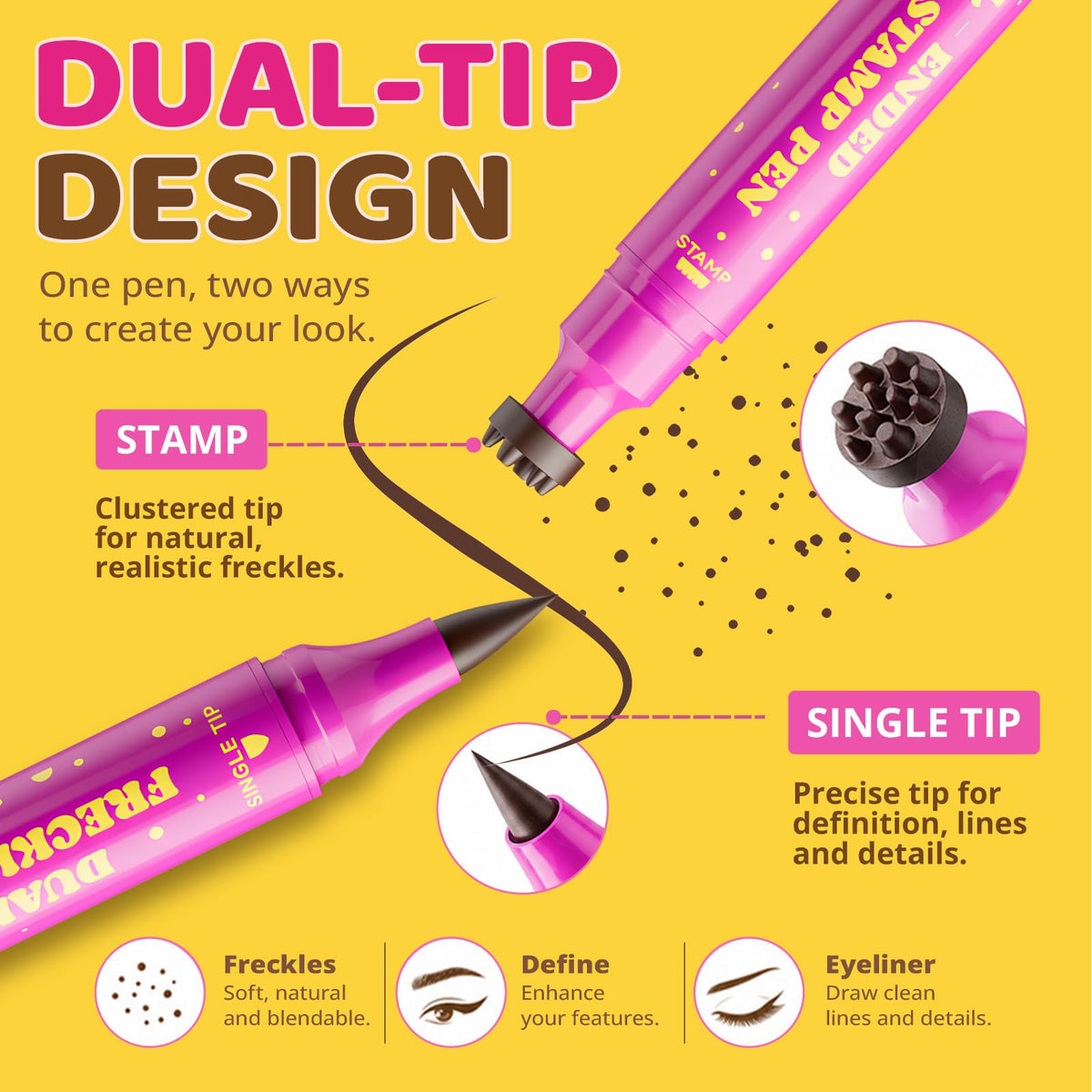 Dual-Ended Freckle Stamp Pen,Sponge Stamp & Precision Tip,Mousy Brown 02 Jolilab