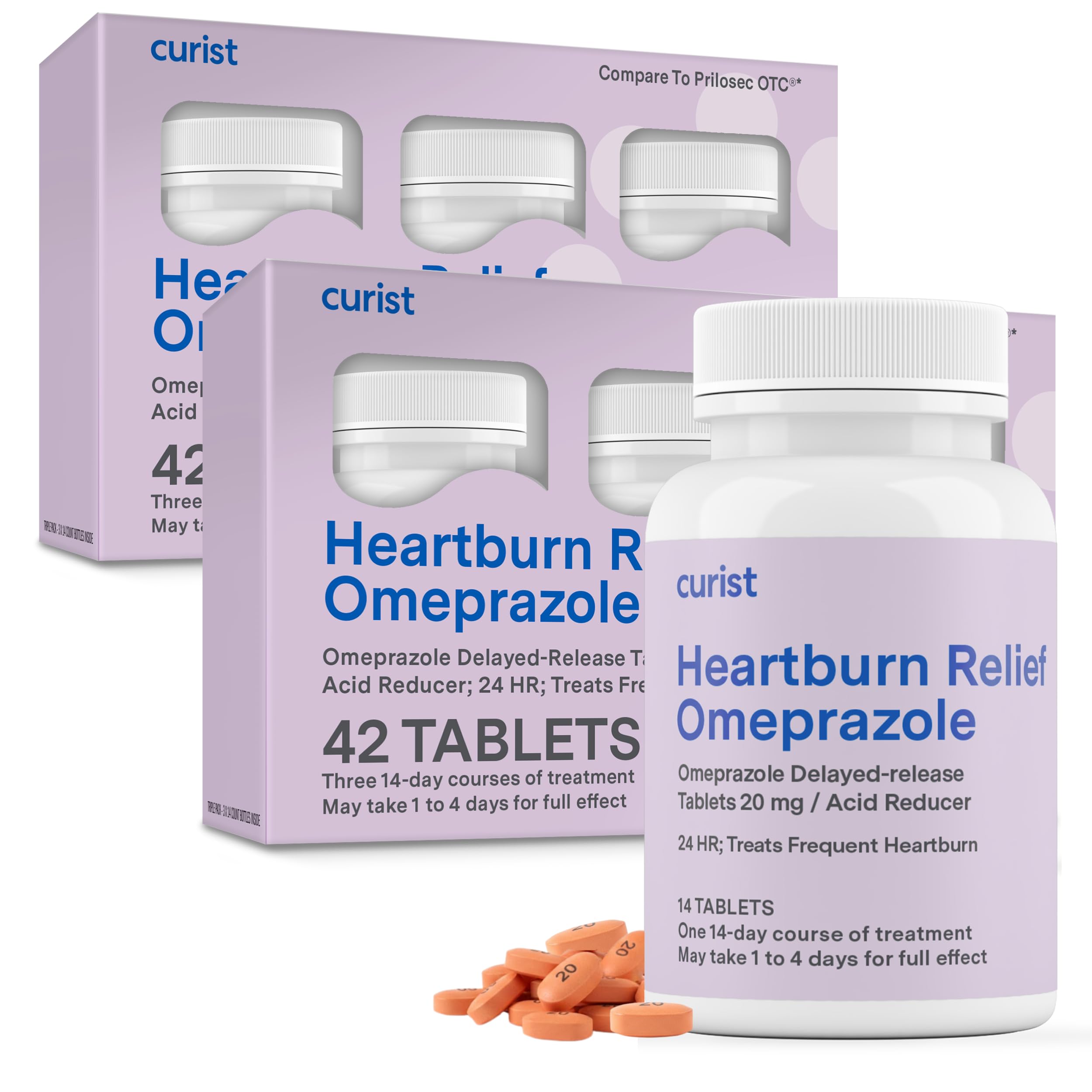 Curist Omeprazole 20mg Tablets Bulk Pack - 84Count Delayed-Release Tablets - Acid Reflux Medicine for Heartburn Relief (2 Pack of 42 Tablets - 84 Total) Curist buy australia supplements