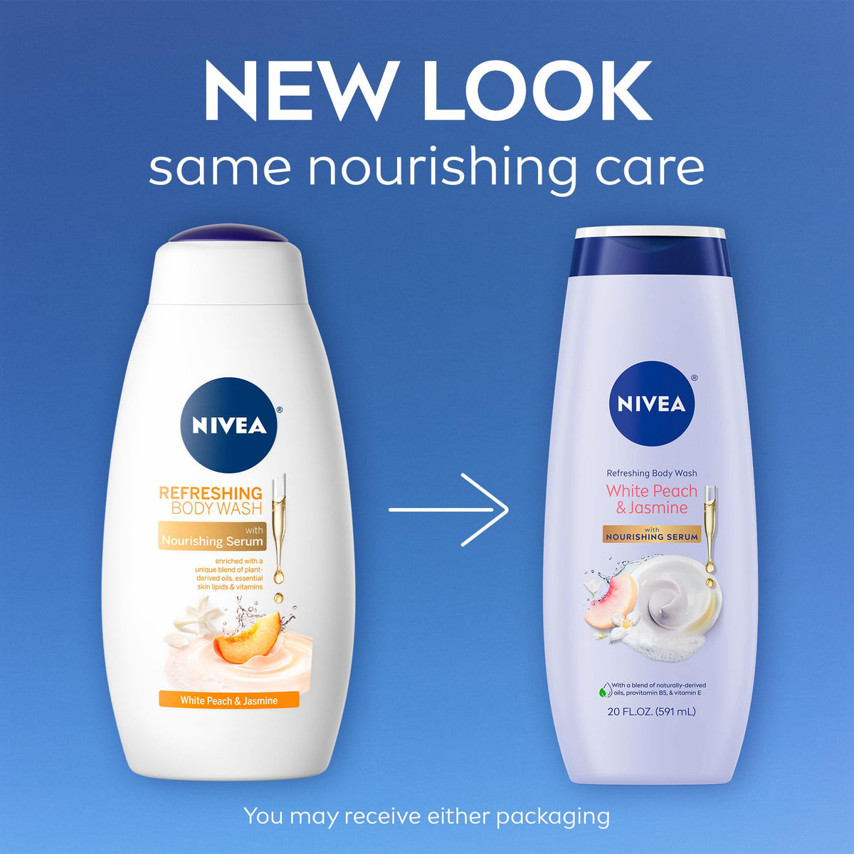 NIVEA Refreshing White Peach and Jasmine Body Wash, 20 FL OZ NIVEA