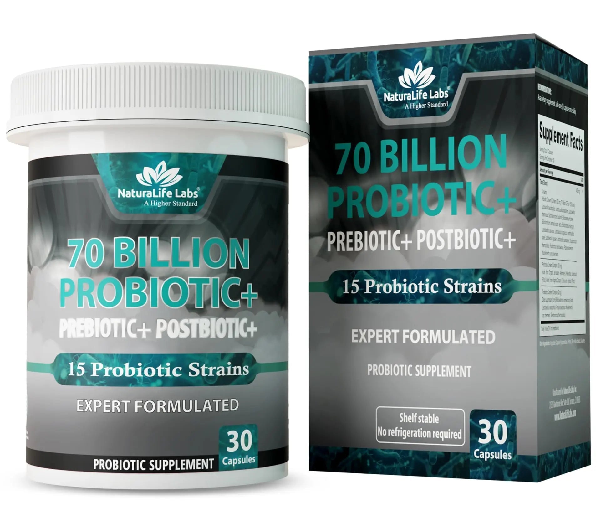 NaturaLife Labs Probiotics 70 Billion CFU – 15 Strains with Organic Prebiotic & Postbiotic – 3-in-1 Formula – 30 Vegan Capsules NaturaLife Labs buy australia supplements